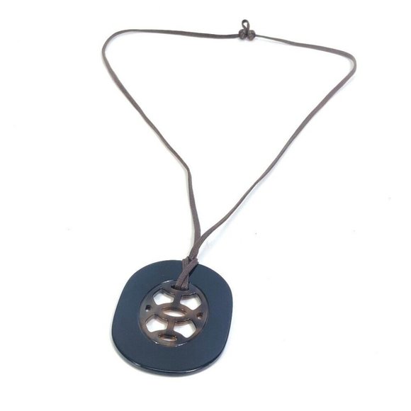 Hermes Jewelry - HERMES Lift PM Accessories Necklace Buffalo horn Brown